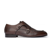 Double Monk Strap in Pelle Martellata - Marrone