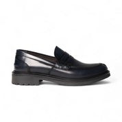 College in pelle blu spazzolata