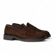 Mocassino in camoscio testa di moro con bendina