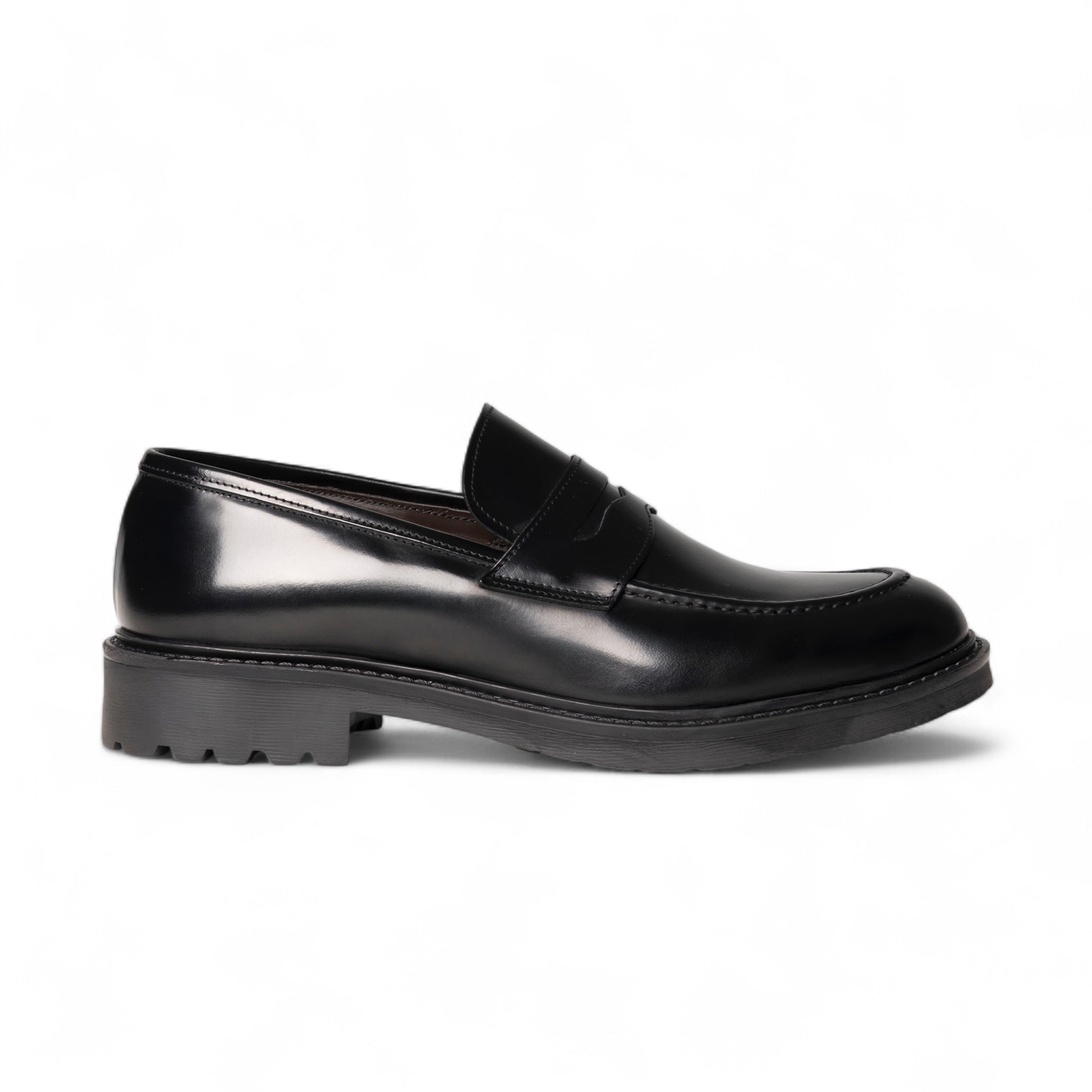 Mocassino in pelle nera con bendina