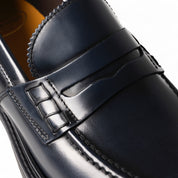 College in pelle blu spazzolata