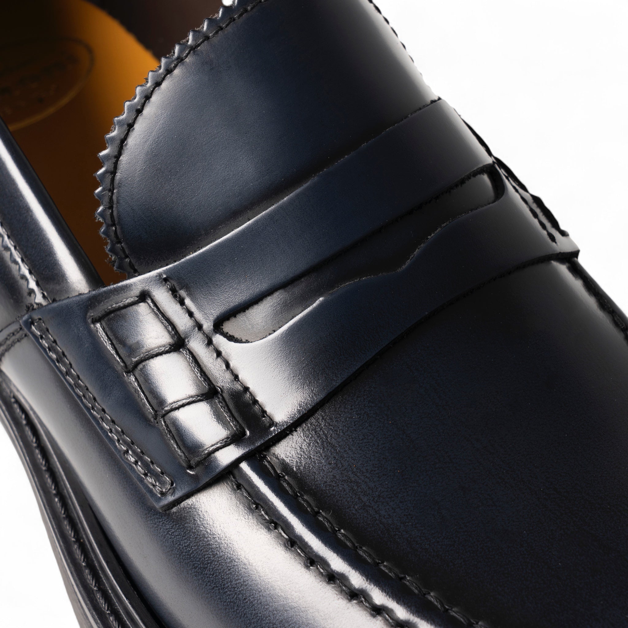 College in pelle blu spazzolata