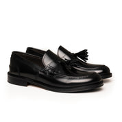 College con nappine in pelle nera