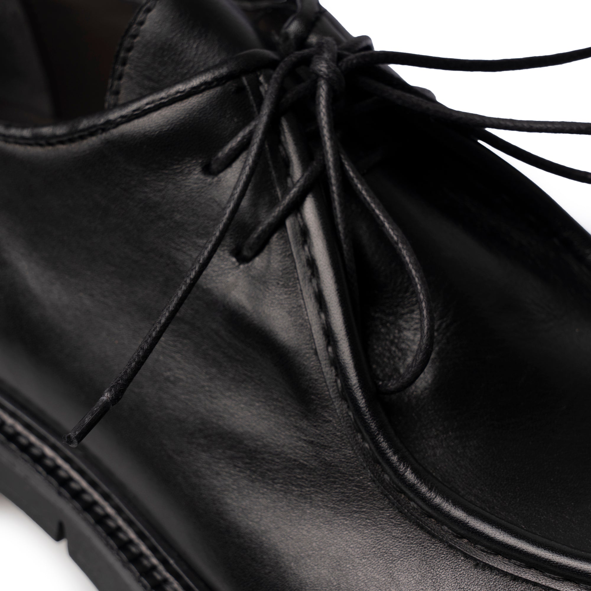 Scarpa Derby in Pelle con Suola Carrarmato - Nero