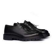 Scarpa Derby in Pelle con Suola Carrarmato - Nero