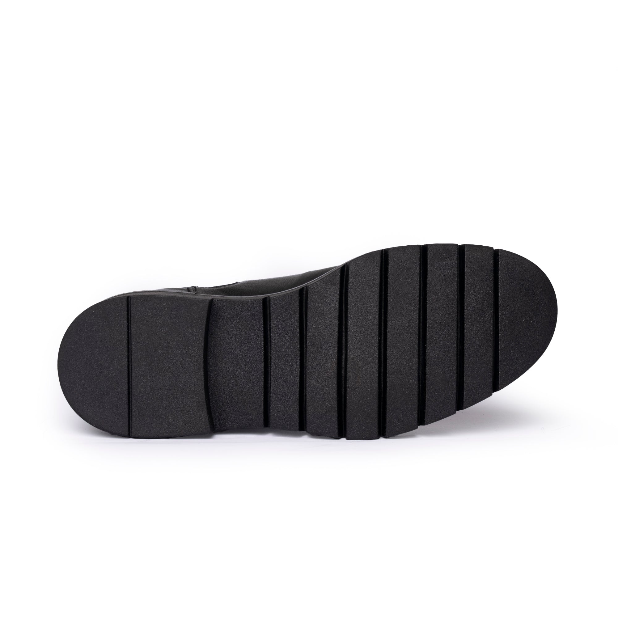 Stivaletto Chelsea in Pelle con Suola Carrarmato - Nero