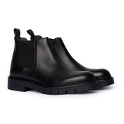 Stivaletto Chelsea in Pelle con Suola Carrarmato - Nero