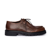 Scarpa Derby in Pelle con Suola Carrarmato - Testa di moro
