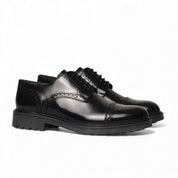 Derby brogue in pelle spazzolata nera