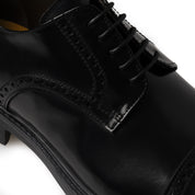Derby brogue in pelle spazzolata nera