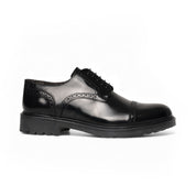 Derby brogue in pelle spazzolata nera