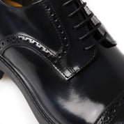 Derby brogue in pelle spazzolata blu