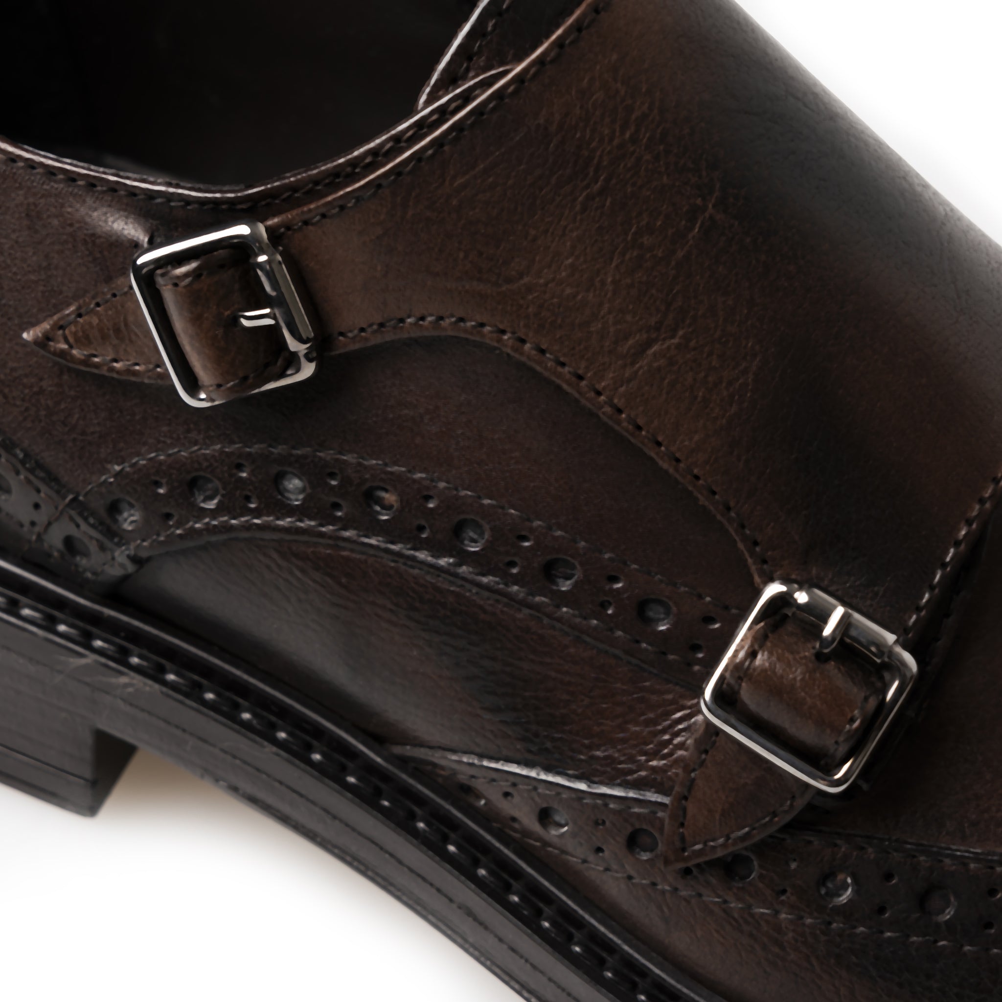 Double monk brogue in pelle marrone
