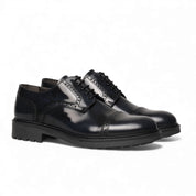 Derby brogue in pelle spazzolata blu