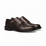 Double monk brogue in pelle marrone