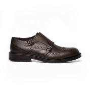 Double monk brogue in pelle marrone