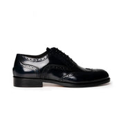 Derby brogue in pelle spazzolata blu notte