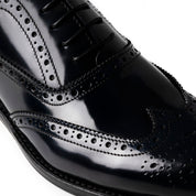 Derby brogue in pelle spazzolata blu notte
