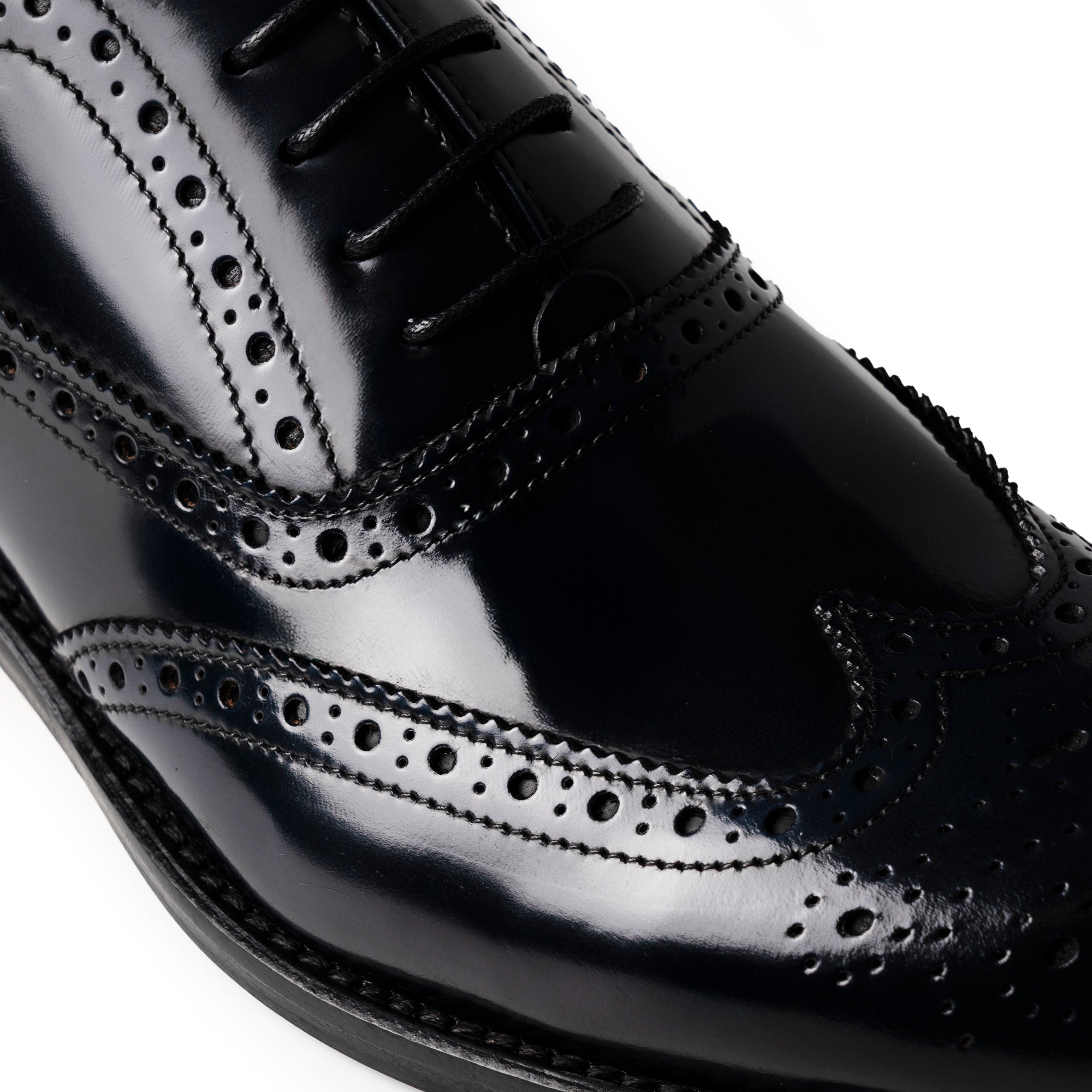 Derby brogue in pelle spazzolata blu notte