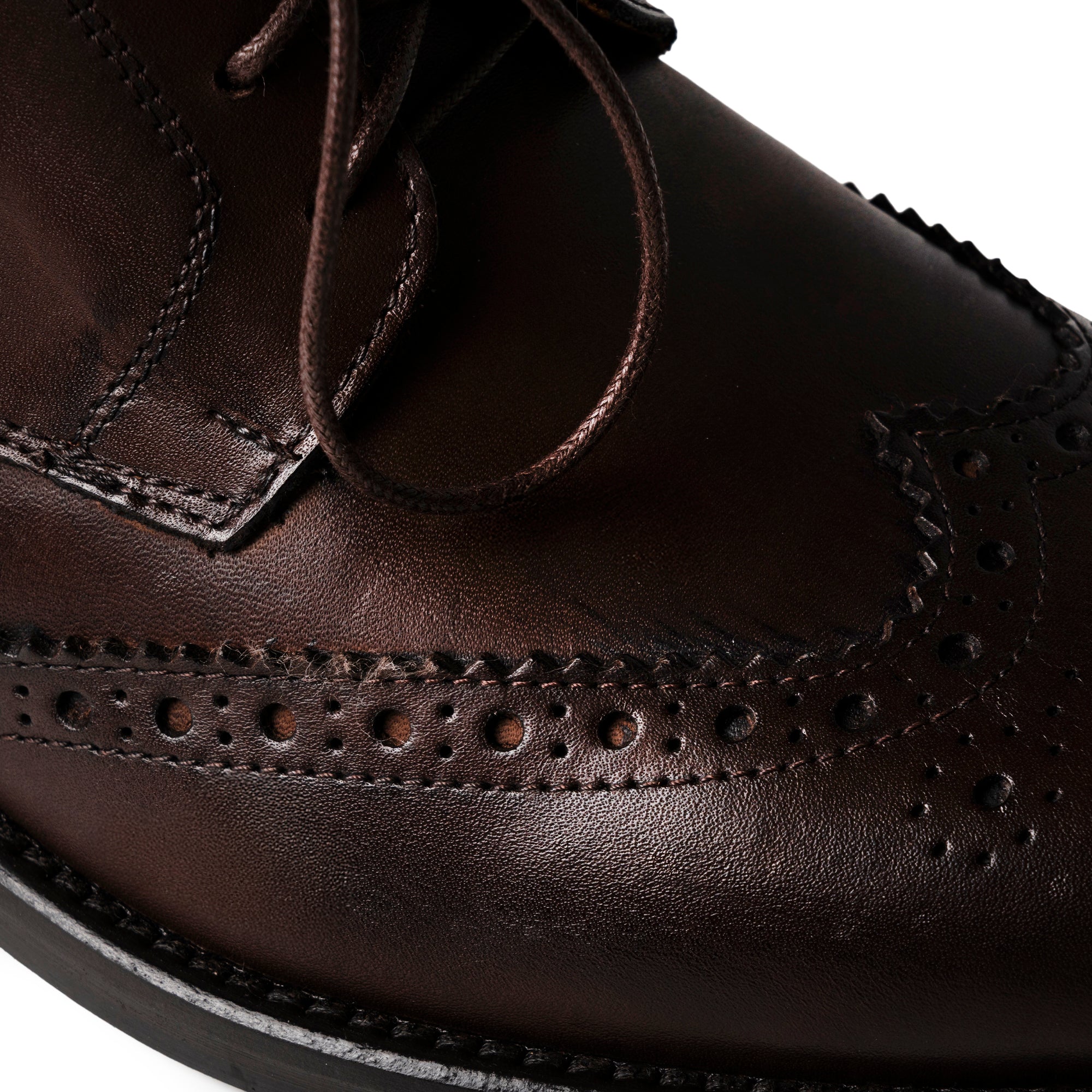 Stivaletti brogue in pelle marrone scuro con zip