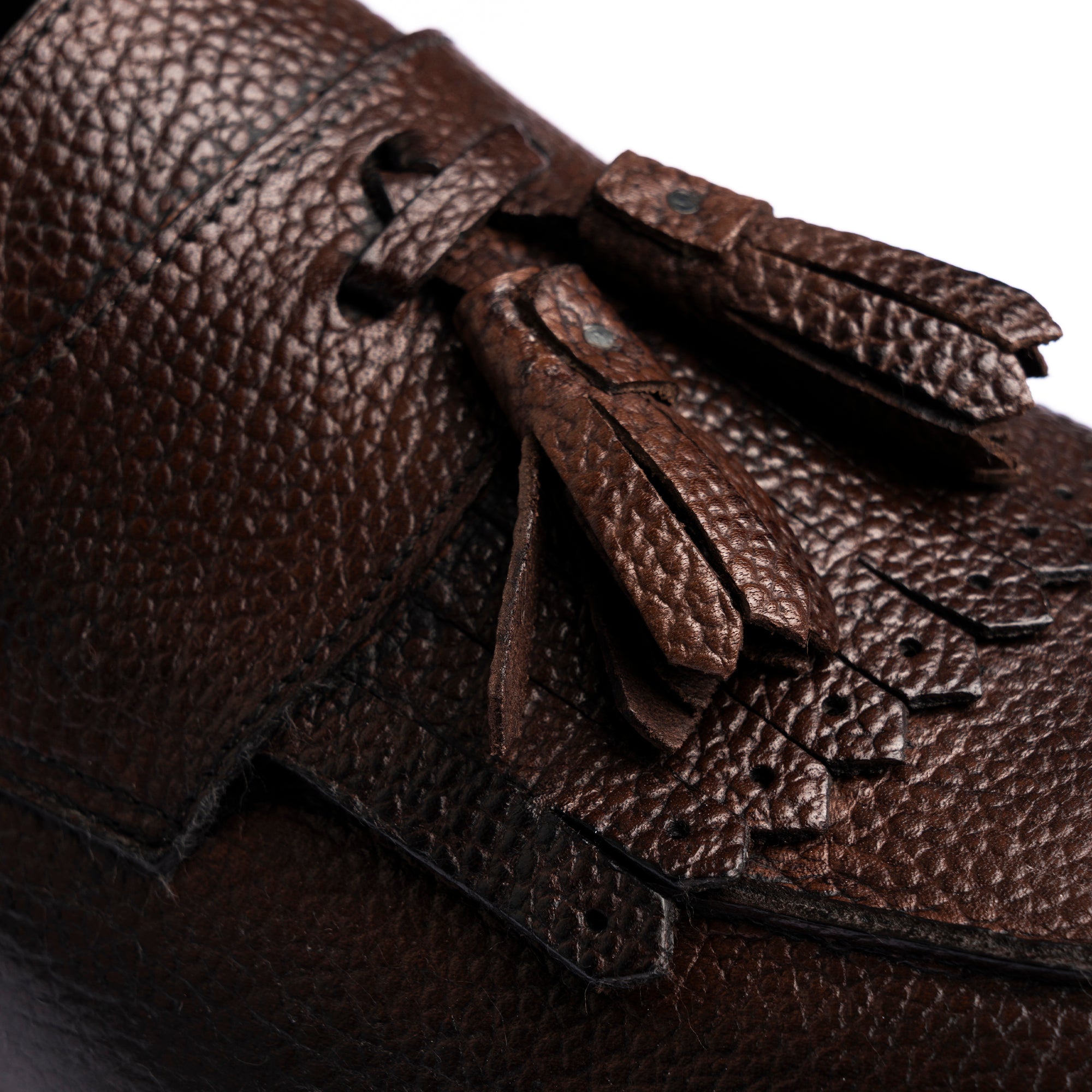 Mocassino con Nappine in Pelle Martellata - Marrone