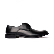 Derby in Pelle con Suola in Legno - Nero