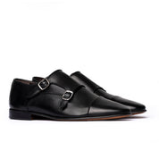 Double Monk Strap in Pelle - Nero