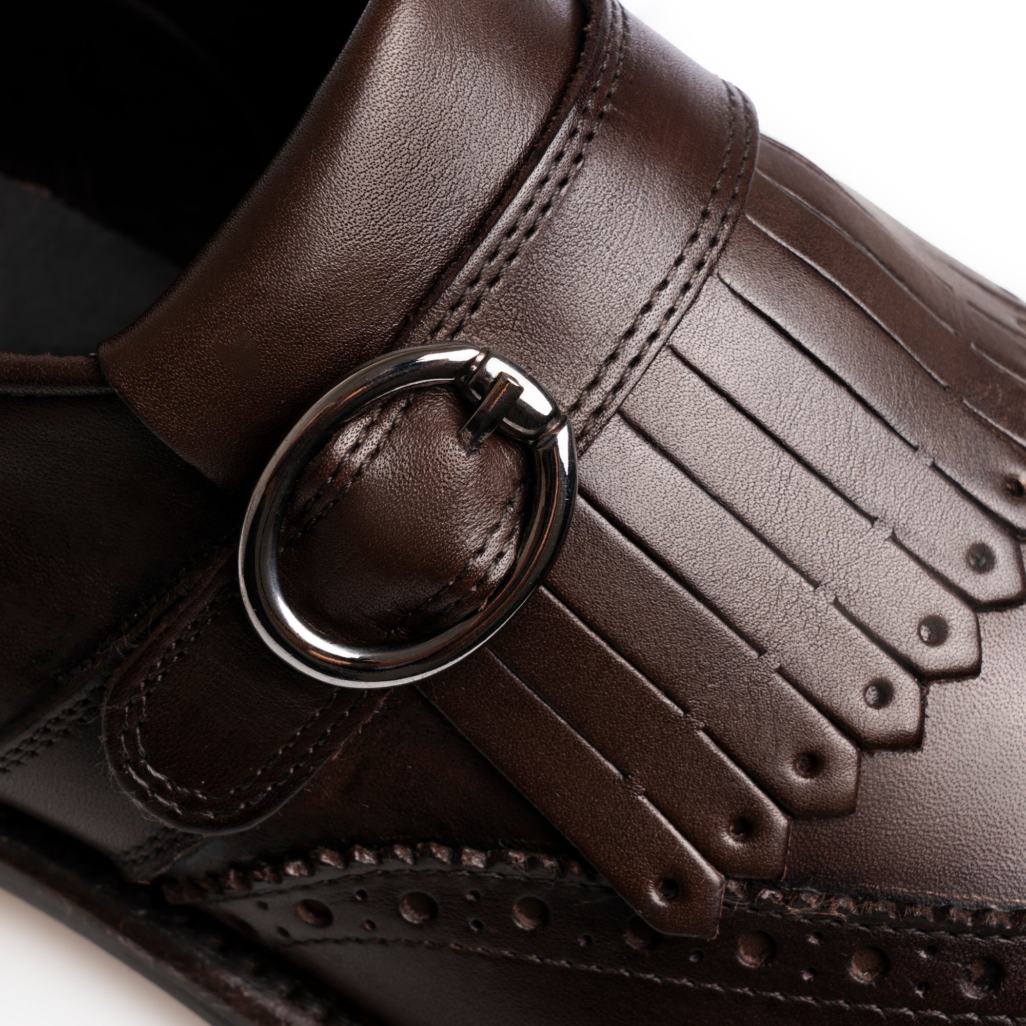 Monk strap con fibbia singola e nappina - testa di moro