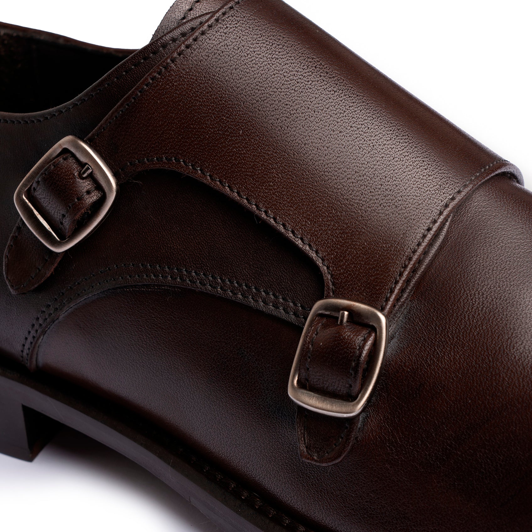 Monk Doppia Fibbia in Pelle - Marrone