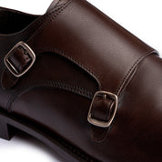 Monk Doppia Fibbia in Pelle - Marrone