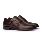 Monk Doppia Fibbia in Pelle - Marrone