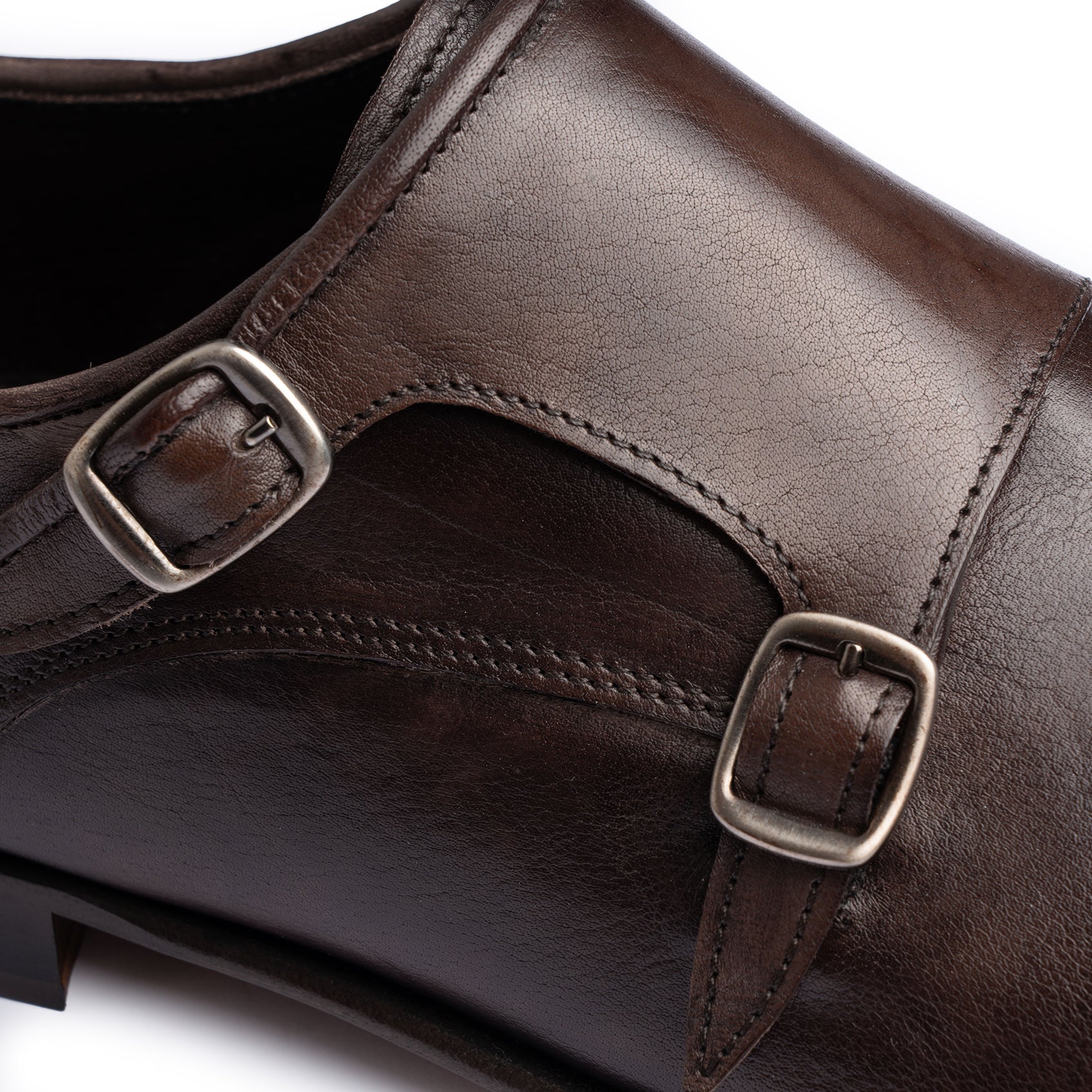 Double Monk Strap in Pelle - Marrone