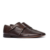 Double Monk Strap in Pelle - Marrone
