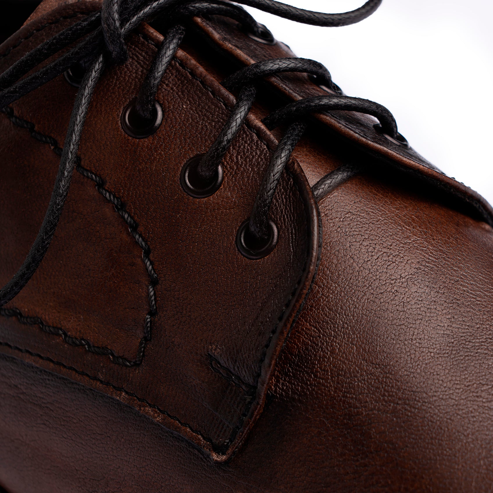 Scarpa Derby in Pelle Marrone Invecchiata