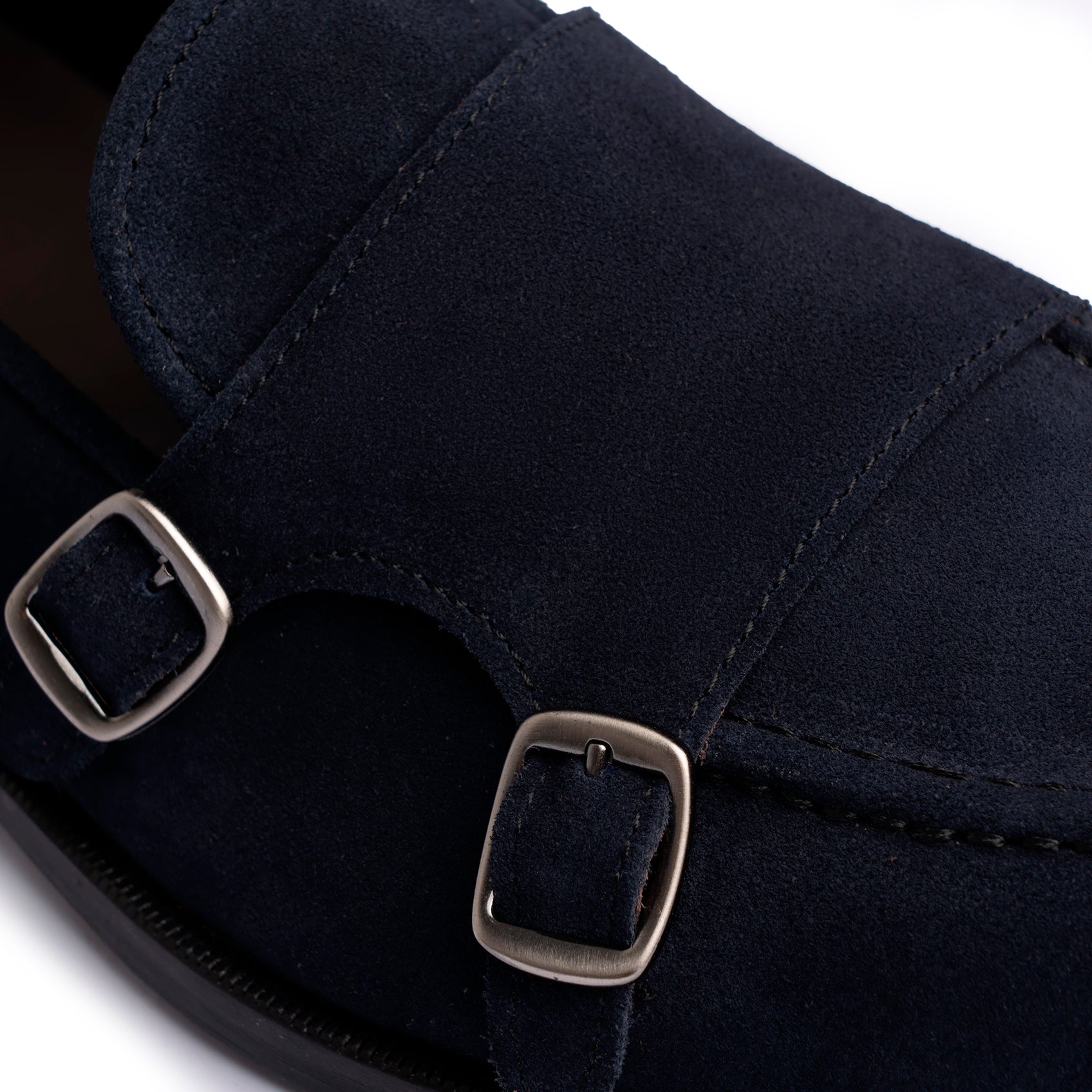 Monk Doppia Fibbia in Camoscio Blu