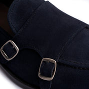 Monk Doppia Fibbia in Camoscio Blu