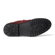 Mocassino penny loafer in camoscio borgogna