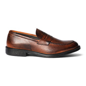 Mocassino penny loafer in pelle cuoio sfumata