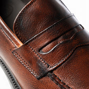 Mocassino penny loafer in pelle cuoio sfumata