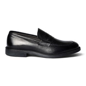 Mocassino penny loafer in pelle martellata nera