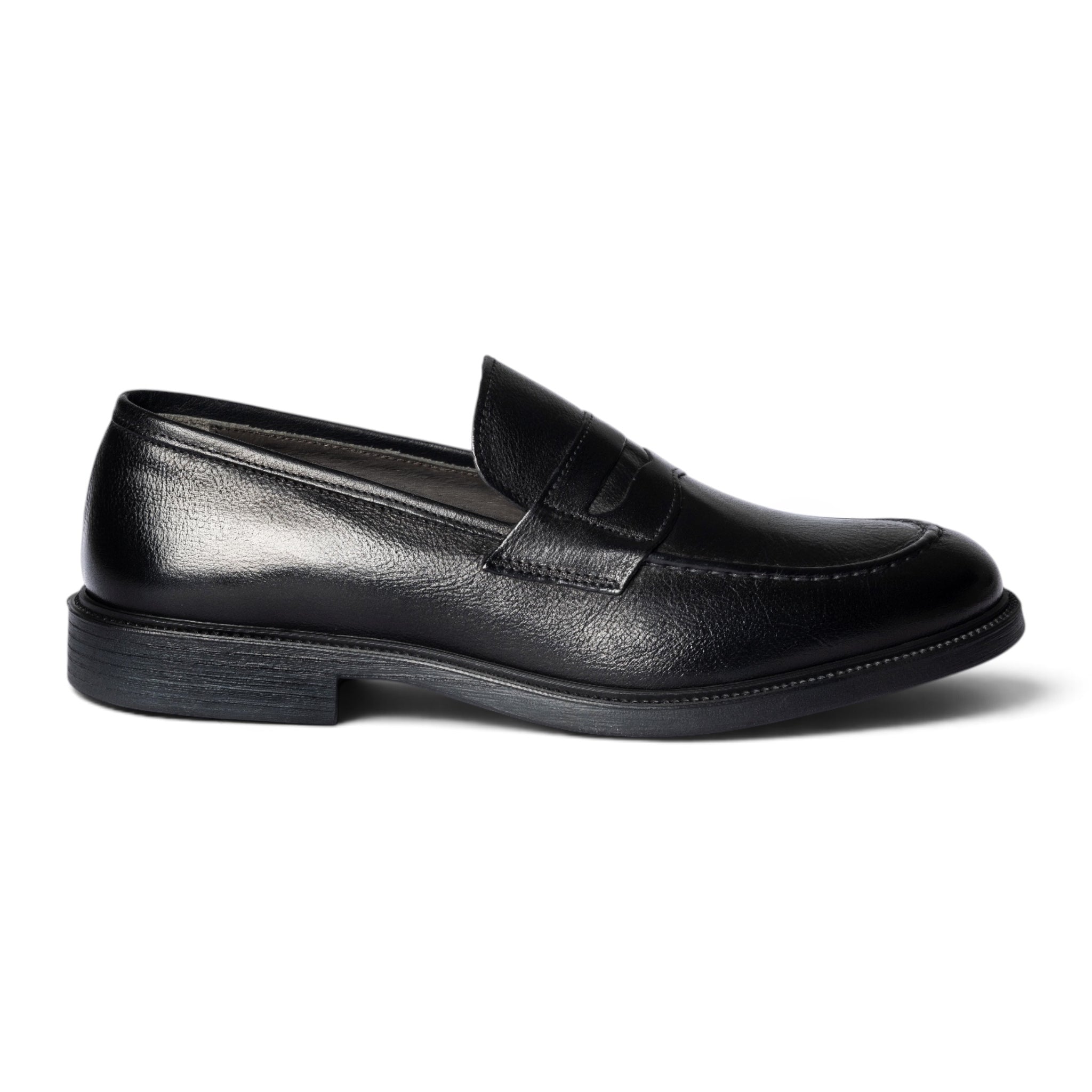 Mocassino penny loafer in pelle martellata nera