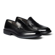 Mocassino penny loafer in pelle martellata nera