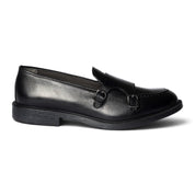 Mocassino double monk in pelle nera