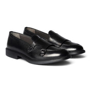 Mocassino double monk in pelle nera