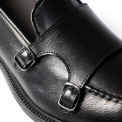 Mocassino double monk in pelle nera