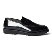 Mocassino penny loafer in pelle spazzolata nera