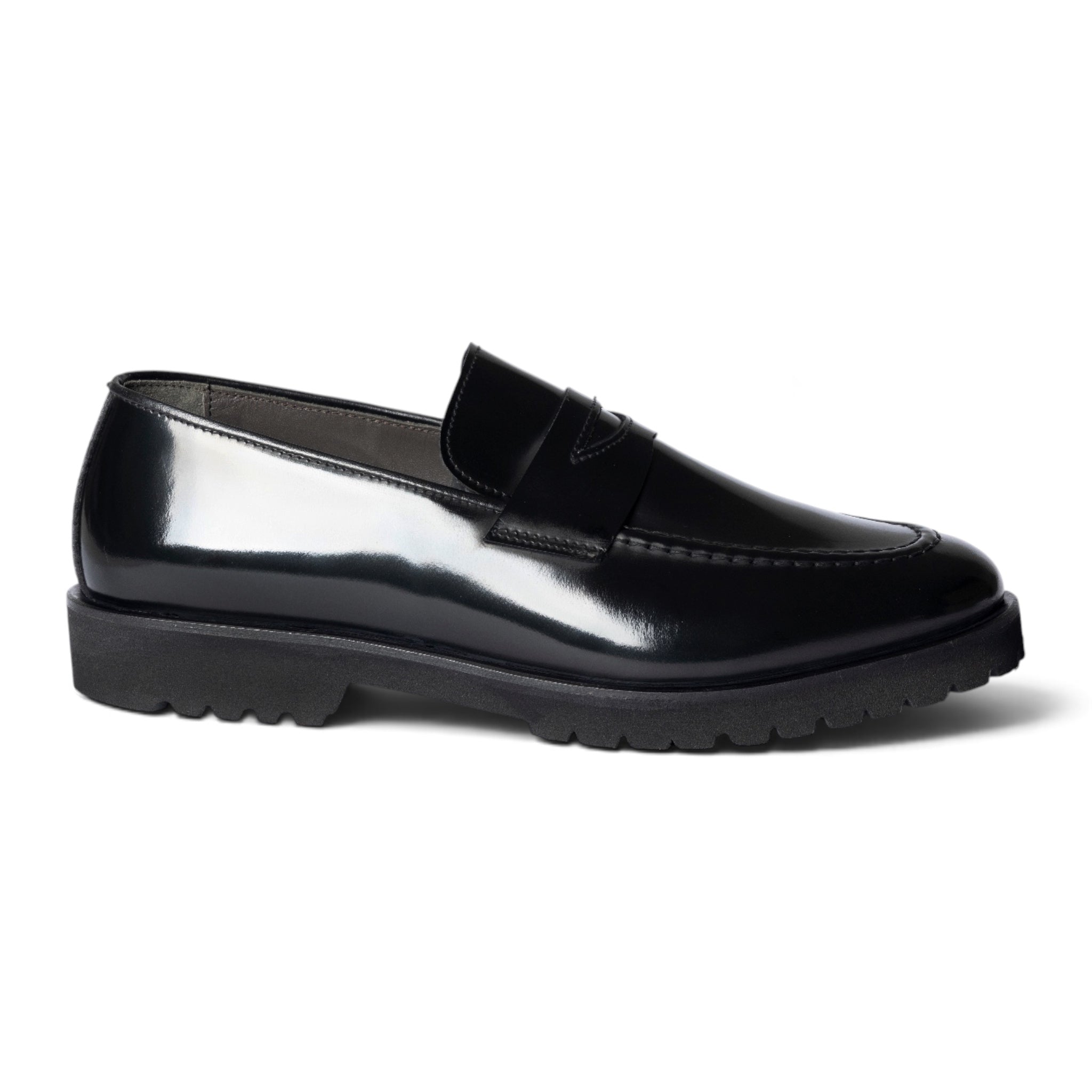 Mocassino penny loafer in pelle spazzolata nera