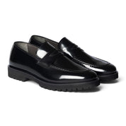 Mocassino penny loafer in pelle spazzolata nera