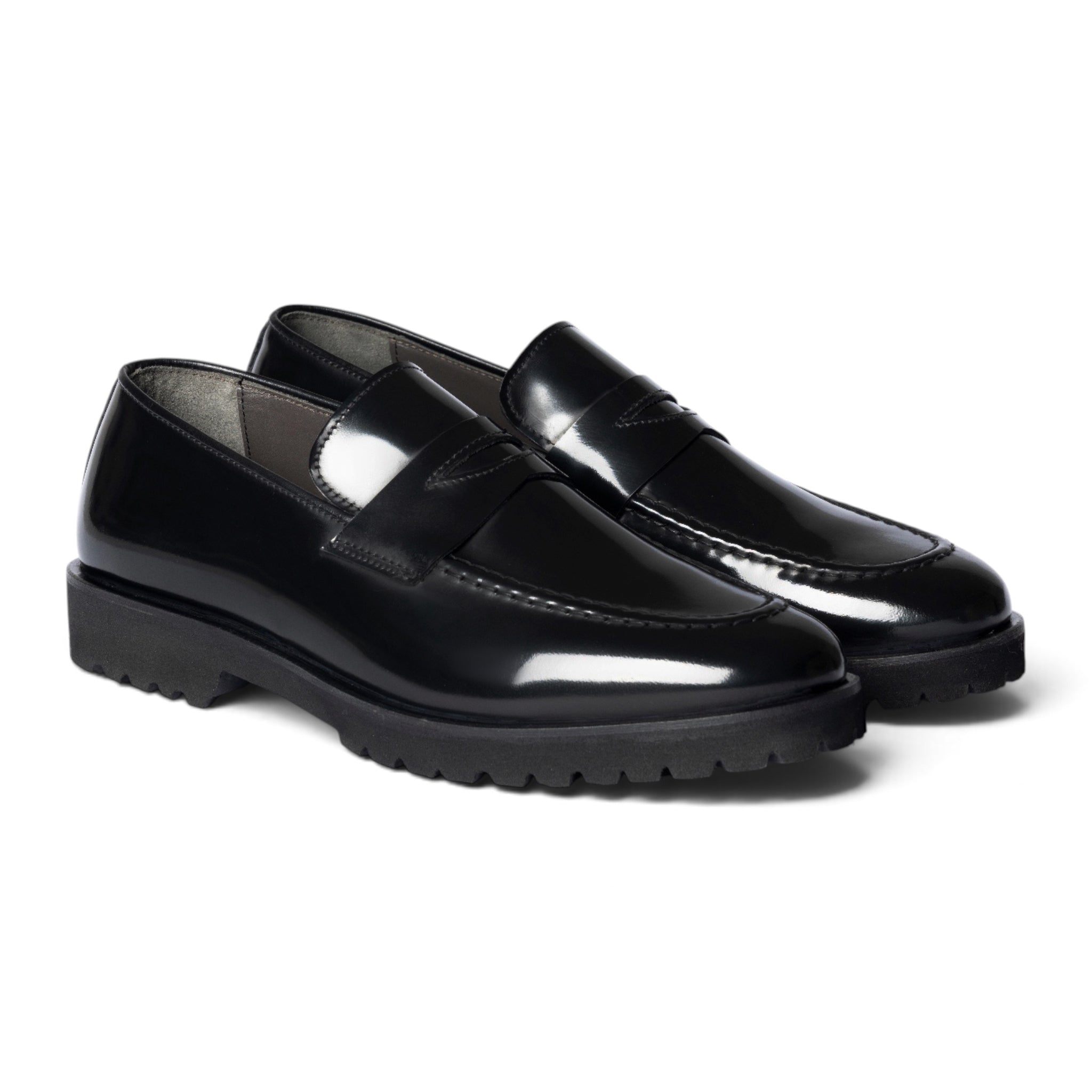 Mocassino penny loafer in pelle spazzolata nera