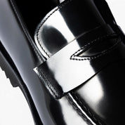 Mocassino penny loafer in pelle spazzolata nera